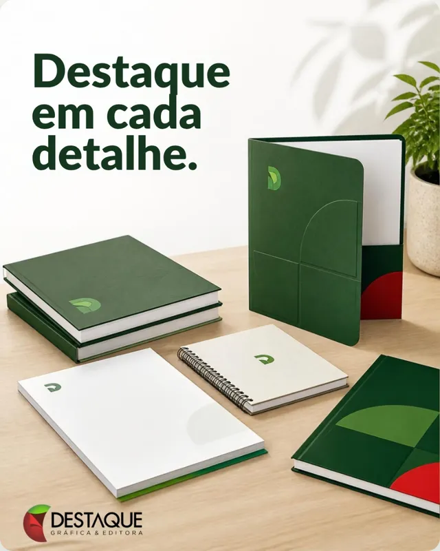 Cadernos, pasta e bloco personalizados